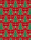 Crimson Green Christmas Tree Snowflakes Rug