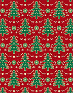 Crimson Green Christmas Tree Snowflakes Rug