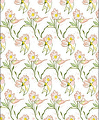Pastel Pink Daisy Garden Repeating Rug