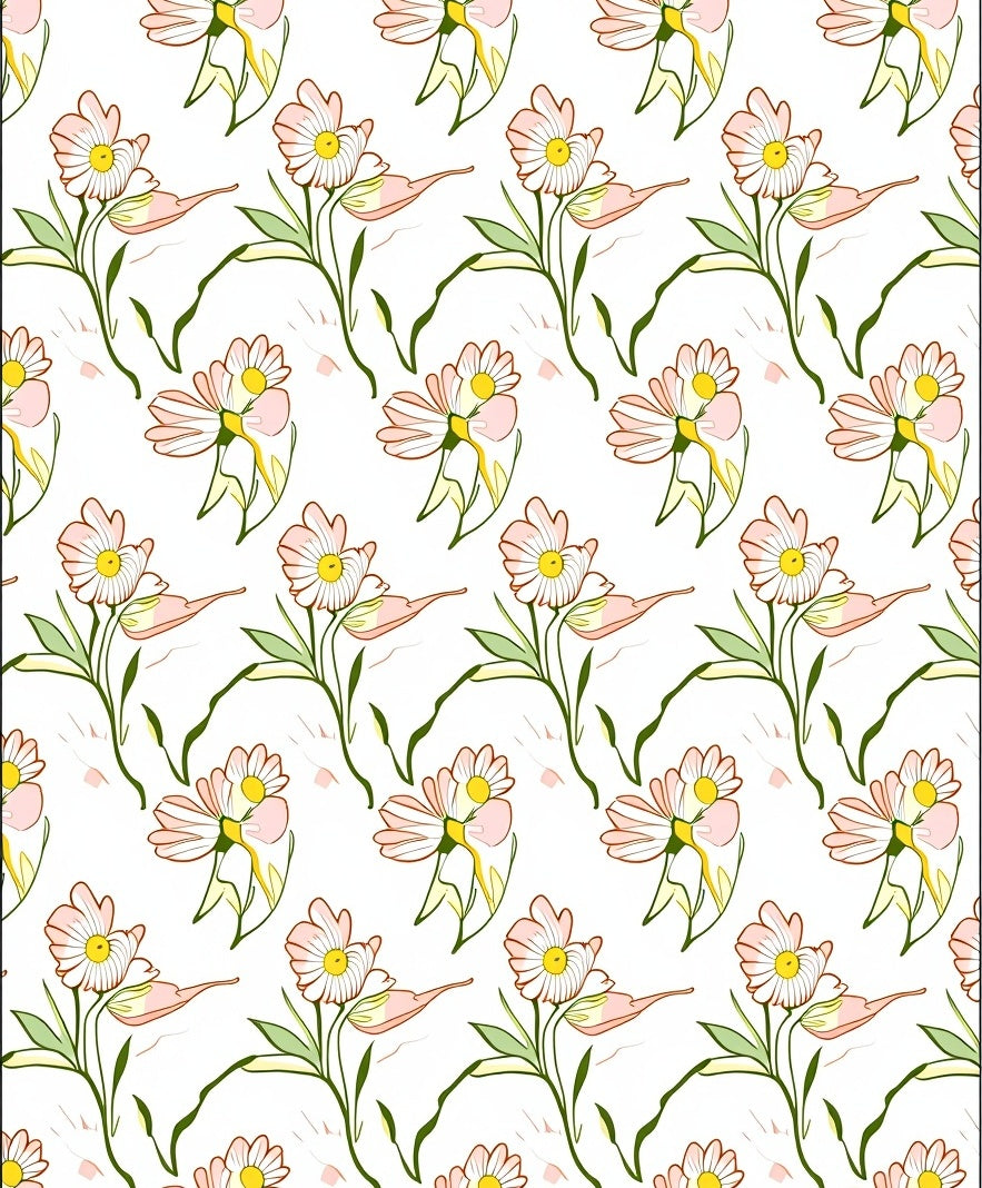 Pastel Pink Daisy Garden Repeating Rug