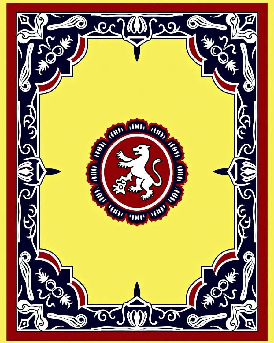 Yellow Lion Medallion Border Rug