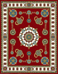 Crimson Red Ornate Medallion Border Rug