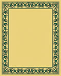 Golden Green Nouveau Floral Border Rug
