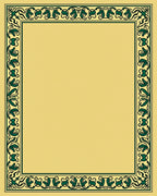 Golden Green Nouveau Floral Border Rug