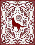 Crimson Wolf Sun Floral Mandala Rug