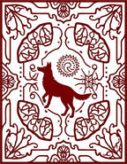 Crimson Wolf Sun Floral Mandala Rug