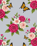 Pink Rose Butterfly Garden Whimsy Rug
