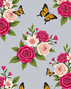 Pink Rose Butterfly Garden Whimsy Rug