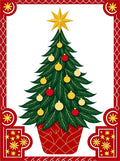 Festive Red and Gold Christmas Tree Rug