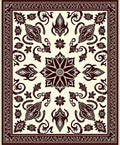 Deep Burgundy Floral Medallion Cream Rug