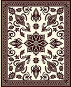 Deep Burgundy Floral Medallion Cream Rug