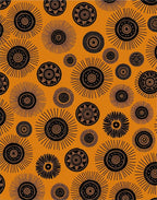 Bold Black Sunbursts Orange Medallion Rug