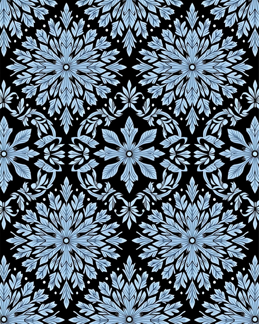 Sky Blue Floral Medallion Repeat Rug