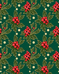 Red Holly Berry Leaf Medallions Rug