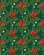 Red Holly Berry Leaf Medallions Rug