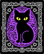 Mystical Black Cat Purple Stars Rug