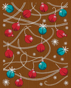 Red Teal Ornament Garland Background Rug