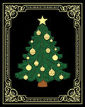 Golden Ornate Christmas Tree Festive Rug