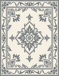 Classic Gray Floral Medallion Border Rug
