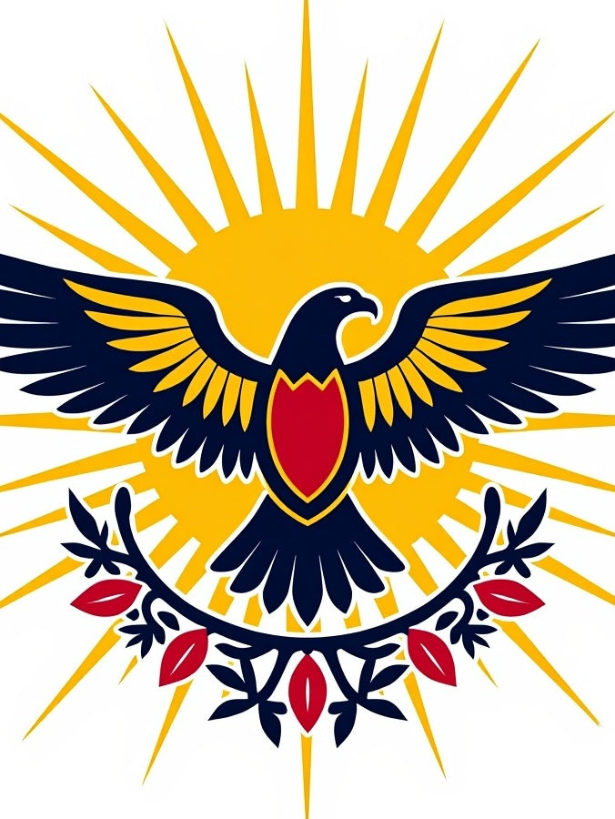 Bold Eagle With Sun Rays Red Accent Rug