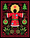 Festive Red And Green Christmas Character Rug