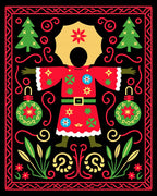 Festive Red And Green Christmas Character Rug