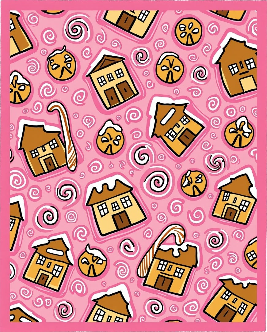 Sweet Gingerbread House Swirl Collection Rug