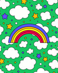 Whimsical Rainbow Clouds Stars Rug