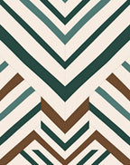 Terra Cotta Teal Chevron Stripes Rug