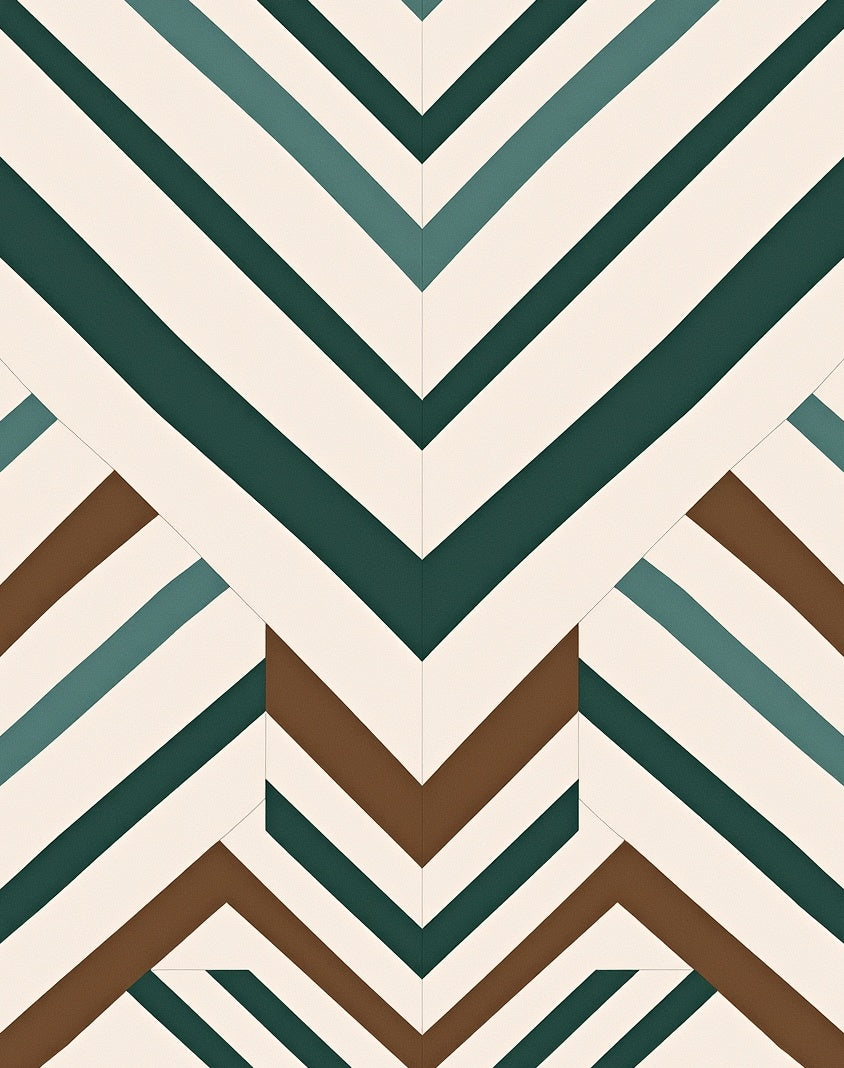 Terra Cotta Teal Chevron Stripes Rug