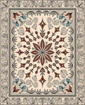 Crimson Floral Medallion With Blue Accents Rug