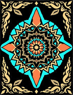 Geometric Teal Orange Starburst Medallion Rug
