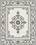 Elegant Black and Cream Floral Medallion Rug