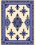 Navy Cream Symmetrical Geometric Medallion Rug