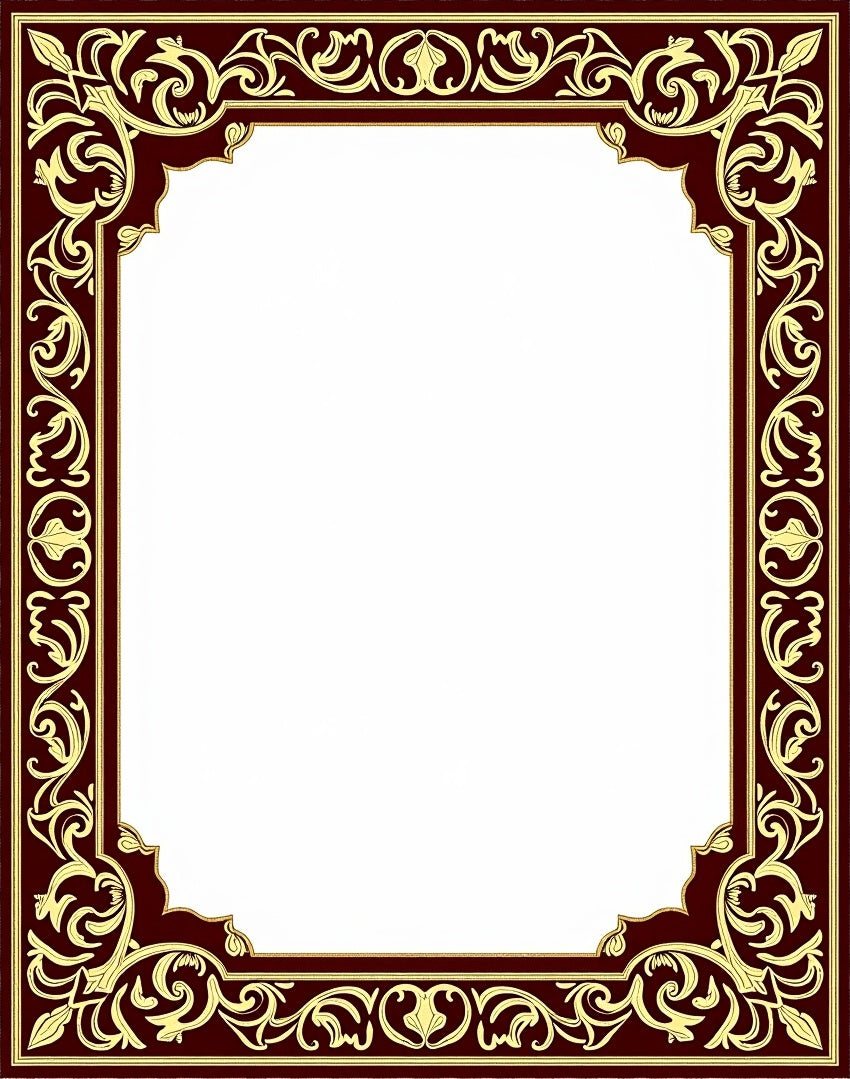 Crimson Gold Scrollwork Border Rug