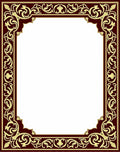 Crimson Gold Scrollwork Border Rug