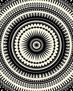 Bold Black Circular Spoke Mandala Rug