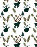 Dark Green Forest Woodland Deer Rug