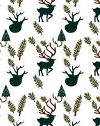 Dark Green Forest Woodland Deer Rug