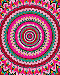 Vibrant Pink Teal Concentric Mandala Rug