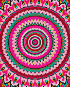 Vibrant Pink Teal Concentric Mandala Rug
