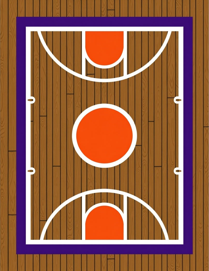 Basketball Court Wood Grain Orange Rug