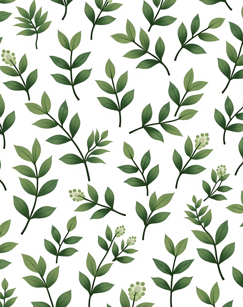 Delicate Green Leafy Branches Rug