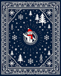 Festive Blue Snowman Winter Forest Rug