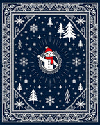 Festive Blue Snowman Winter Forest Rug