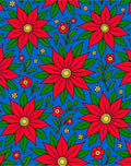 Bold Red Poinsettia Garden Scene Rug