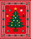 Whimsical Christmas Tree Starburst Border Rug