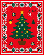 Whimsical Christmas Tree Starburst Border Rug