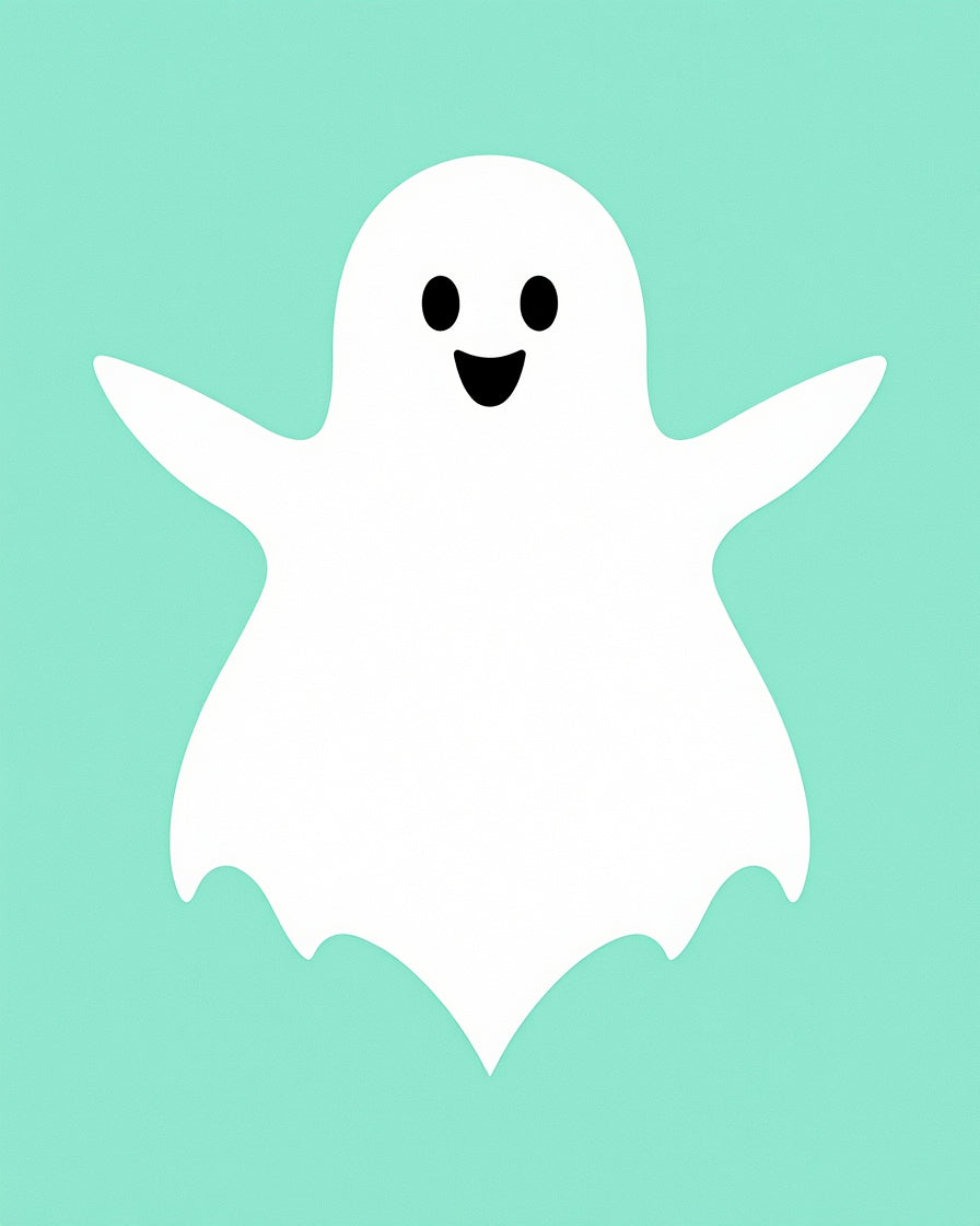 Whimsical White Ghost Teal Background Rug