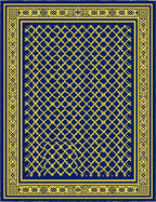 Navajo Blue Yellow Lattice Border Rug